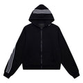 Black Zip-Up Hoodie with Sporty Design