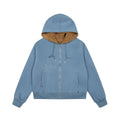 Blue Zip-Up Hoodie With Lambswool Lining