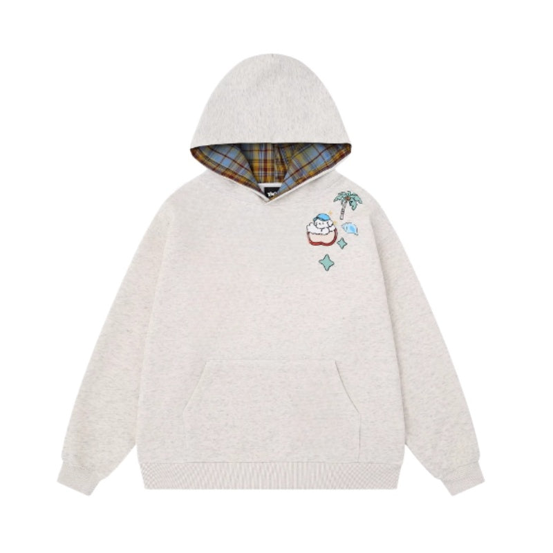 Minimalist Puppy Plaid Grey Hoodie