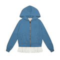 Zip-Up Hoodie with Trendy Panel Design Blue