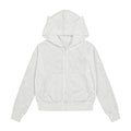 Mesh White Zip-Up Hoodie